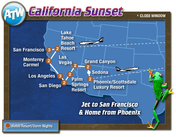 AdveCalifornia Sunset Map